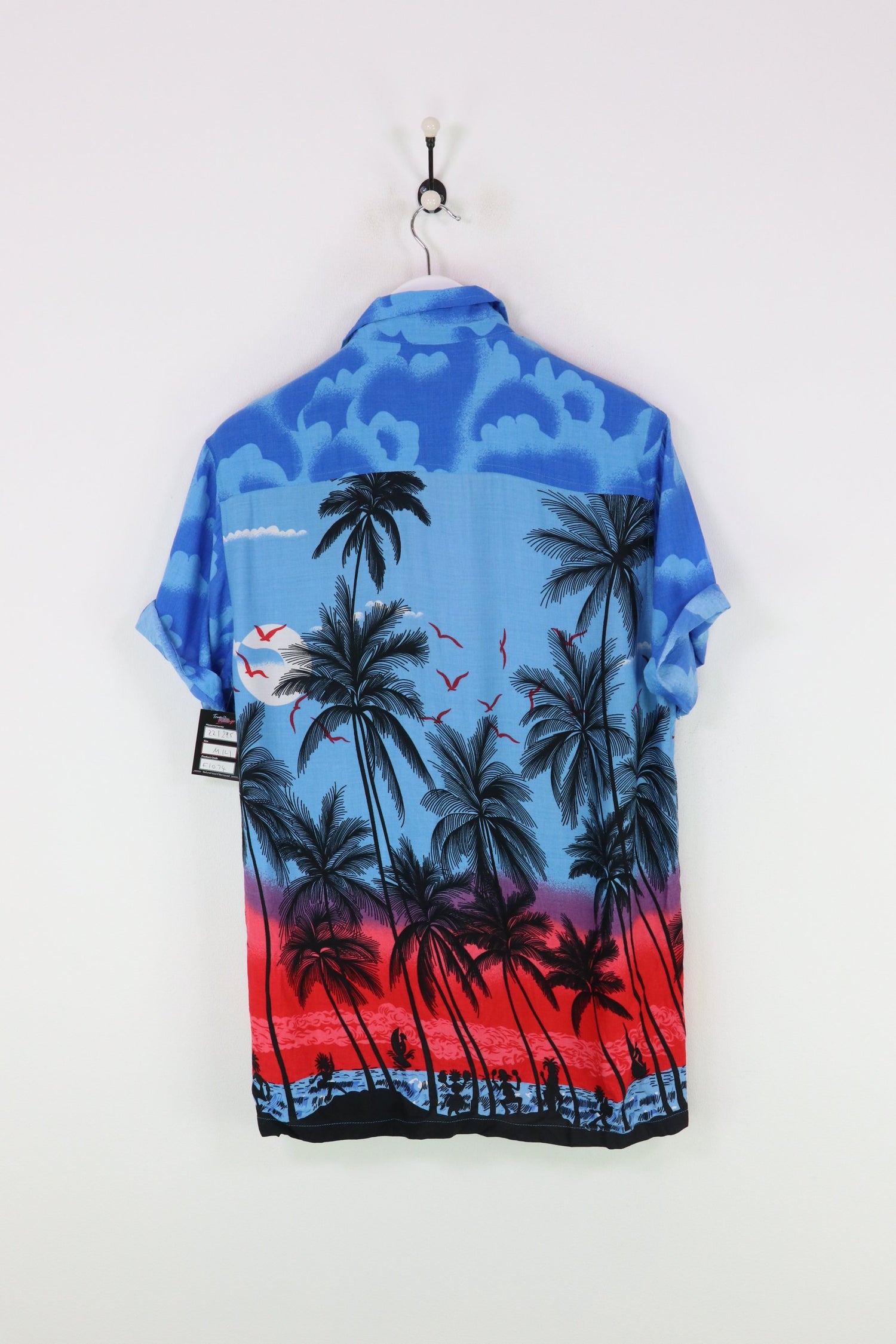 Vintage Sunset Beach Shirt Blue/Black/Red Large