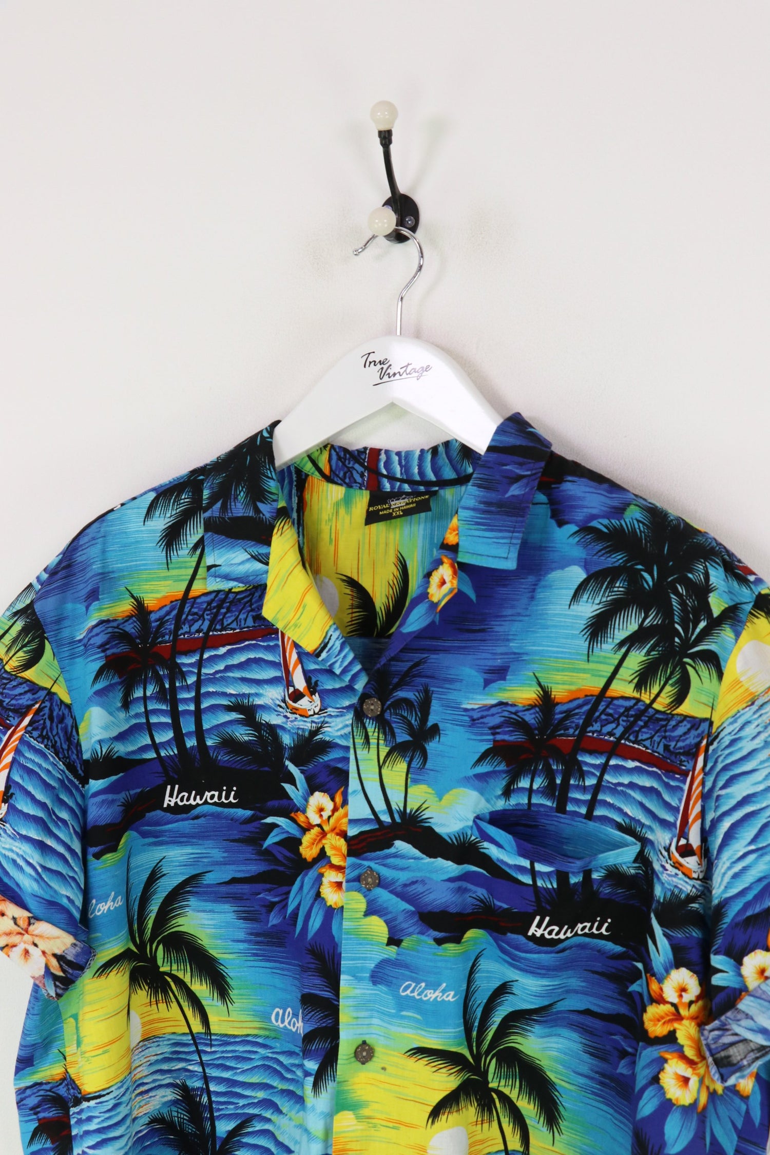Vintage Hawaiian Shirt Blue/Yellow/Black XXL