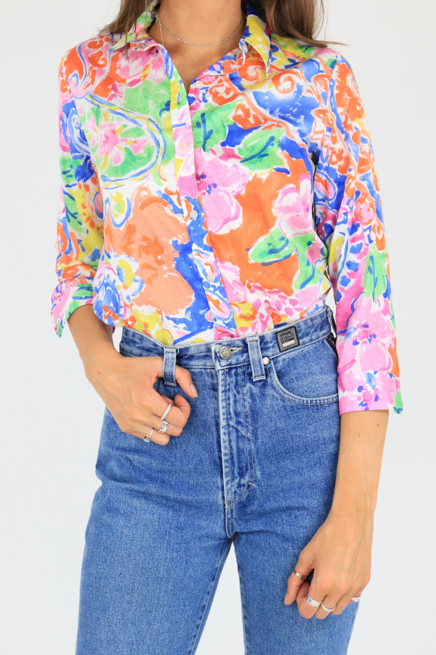 Ralph Lauren Shirt Pink/Green/Orange Small