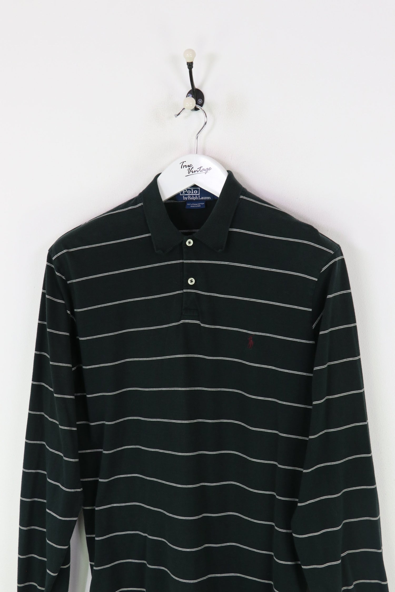 Ralph Lauren L/S Polo Shirt Dark Green/White Medium