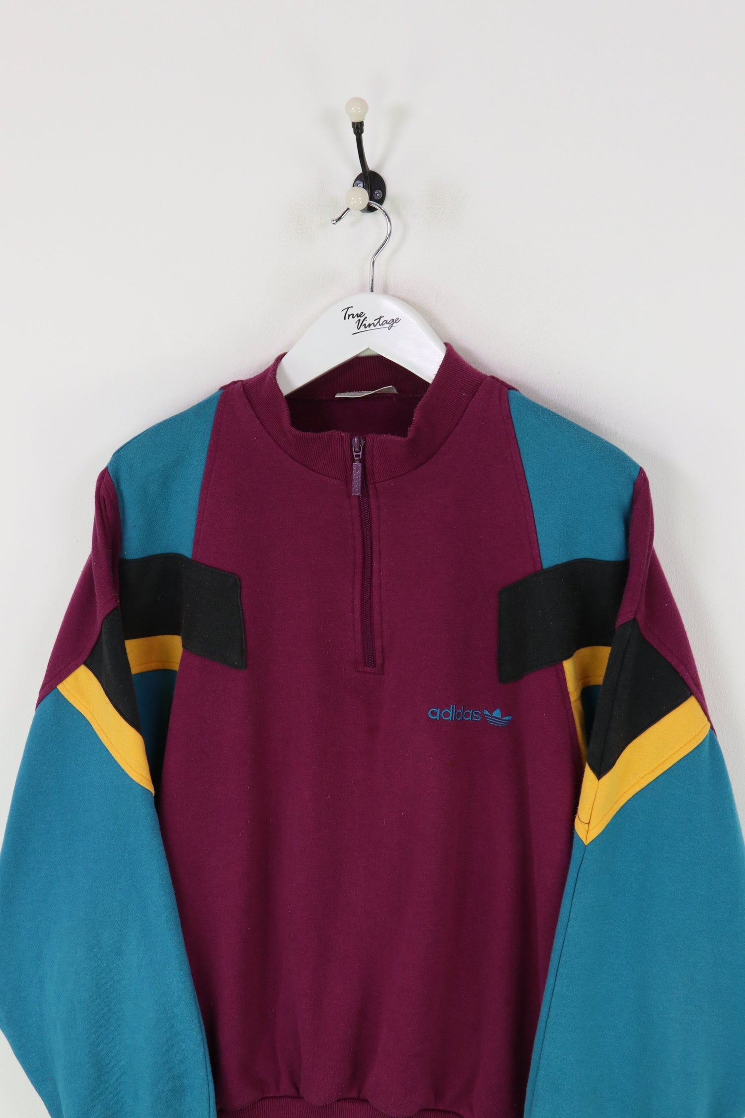 Adidas 1/4 Zip Sweatshirt Purple/Blue Medium