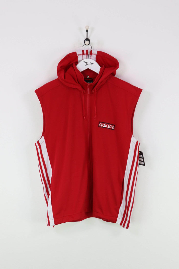 Adidas Sleeveless Popper Track Jacket Red Large