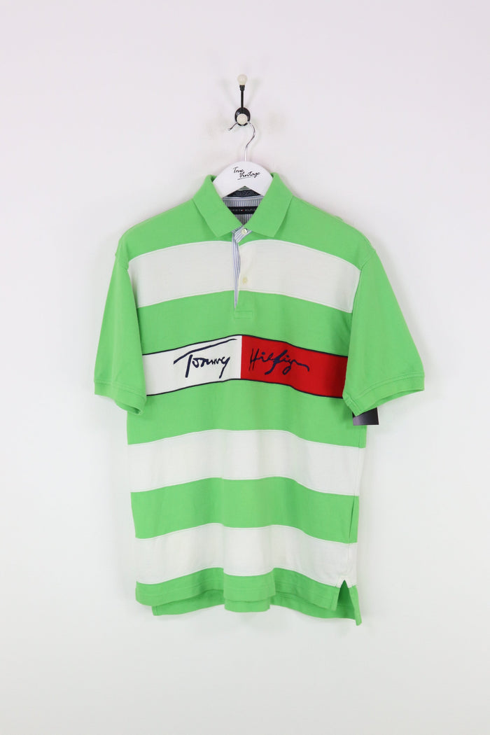 Tommy Hilfiger Polo Shirt Green/White Large