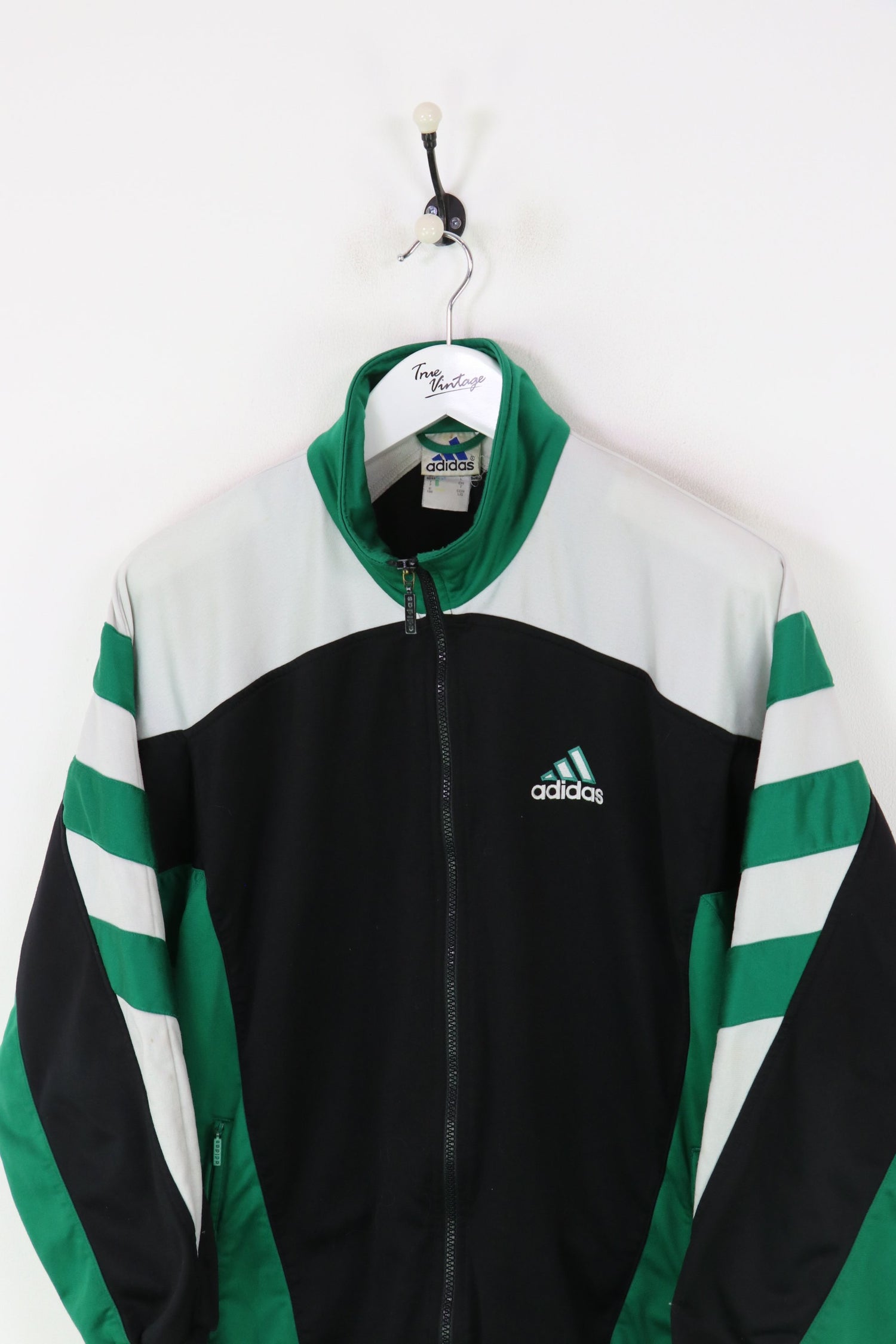 Adidas Track Jacket Black/Green/White Large