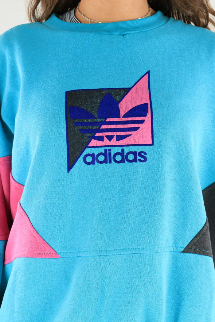 Adidas Sweatshirt Blue/Pink XL