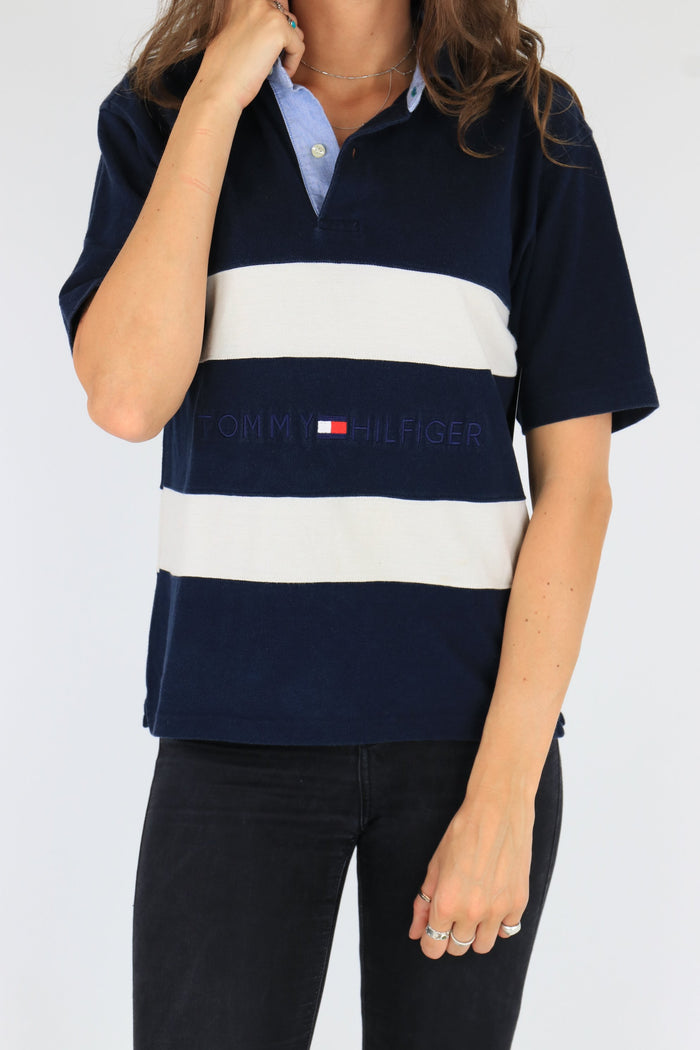 Tommy Hilfiger Polo Shirt Navy/Cream Medium