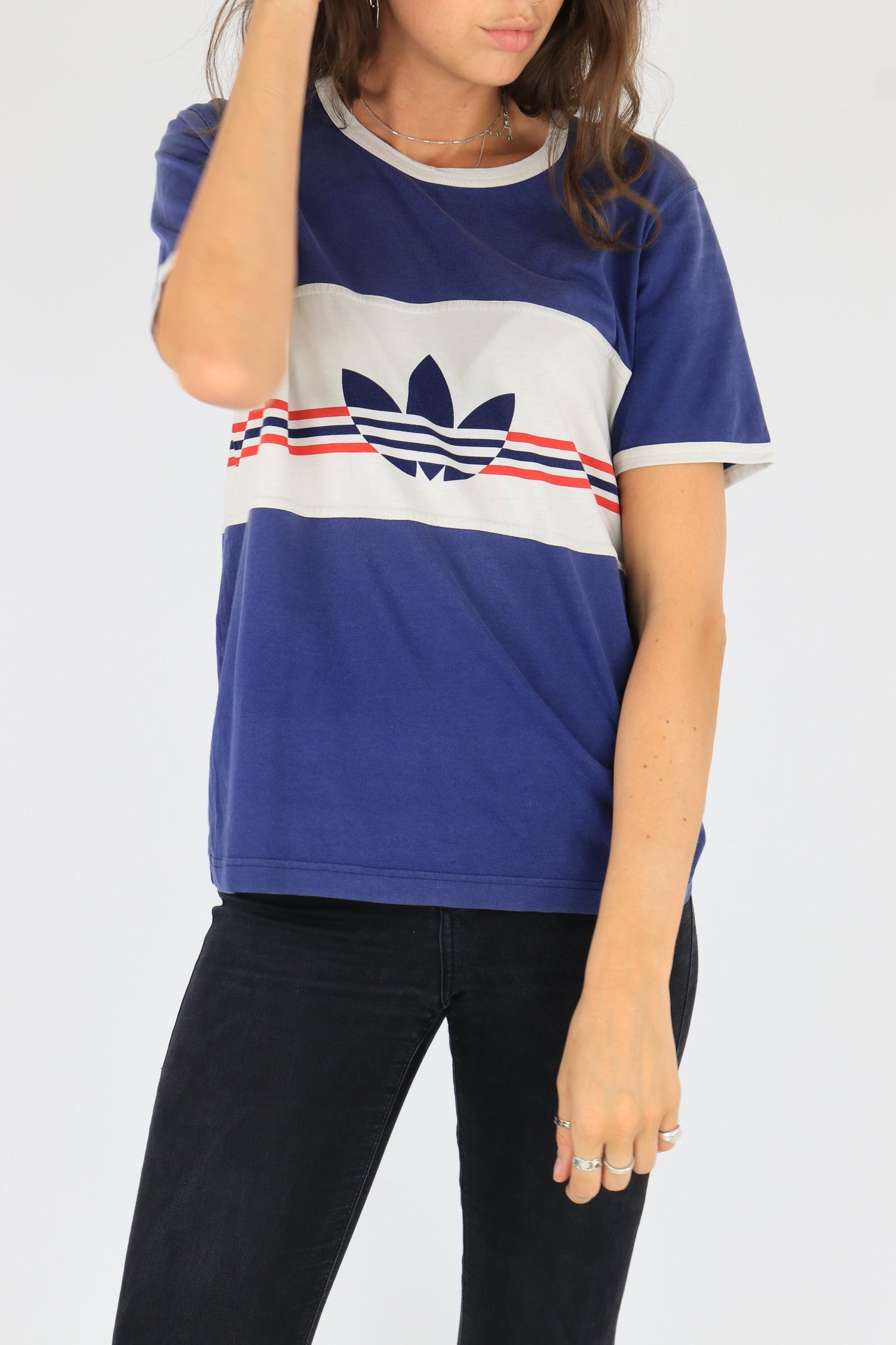 Adidas T-Shirt Blue/White Medium