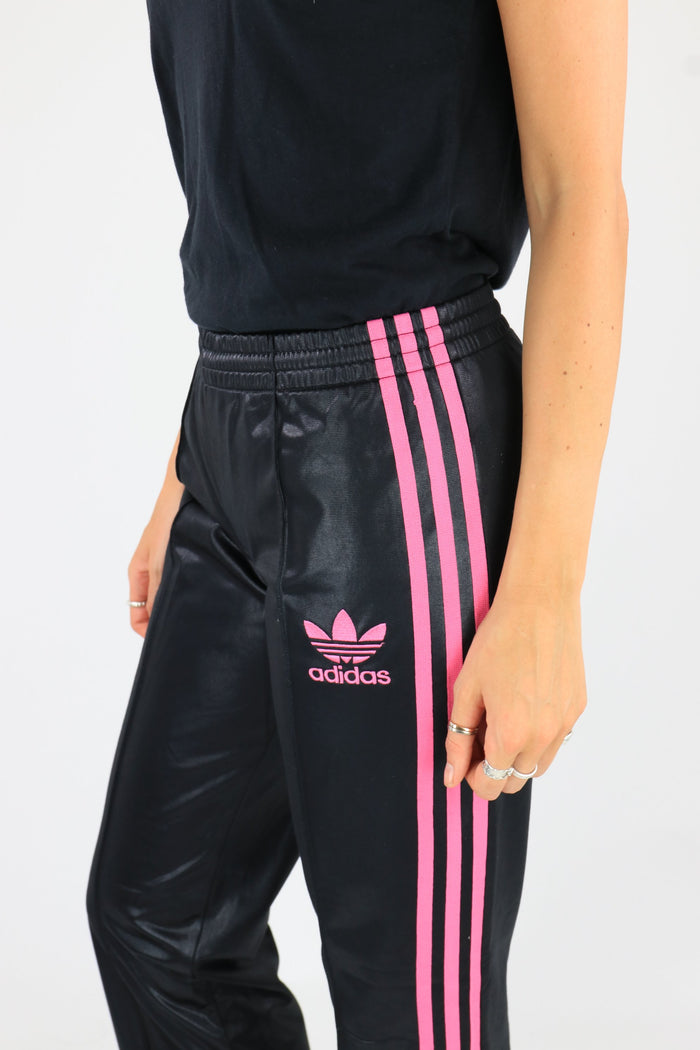Adidas Tracksuit Bottoms Black/Pink Medium