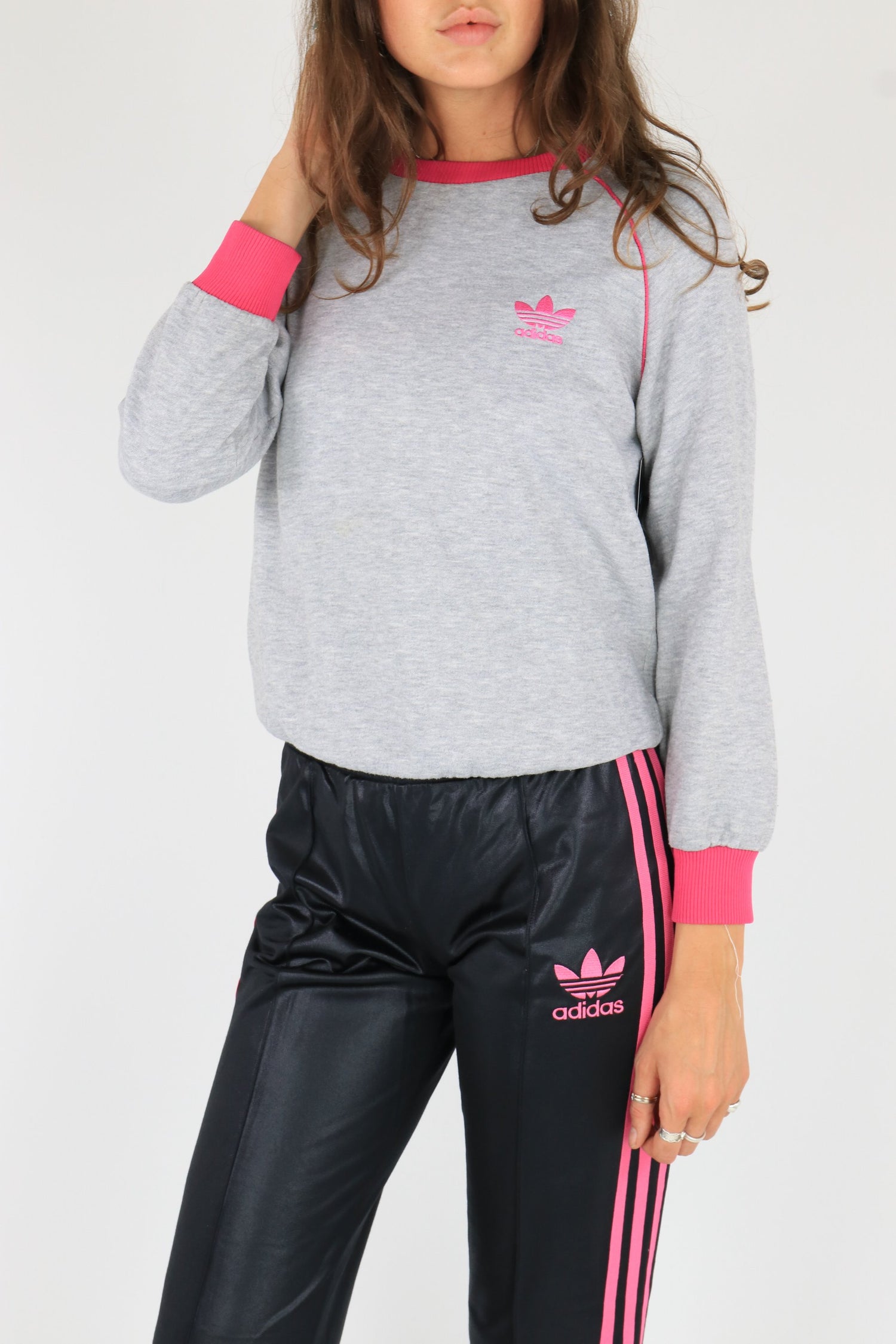 Adidas Sweatshirt Grey/Pink Medium
