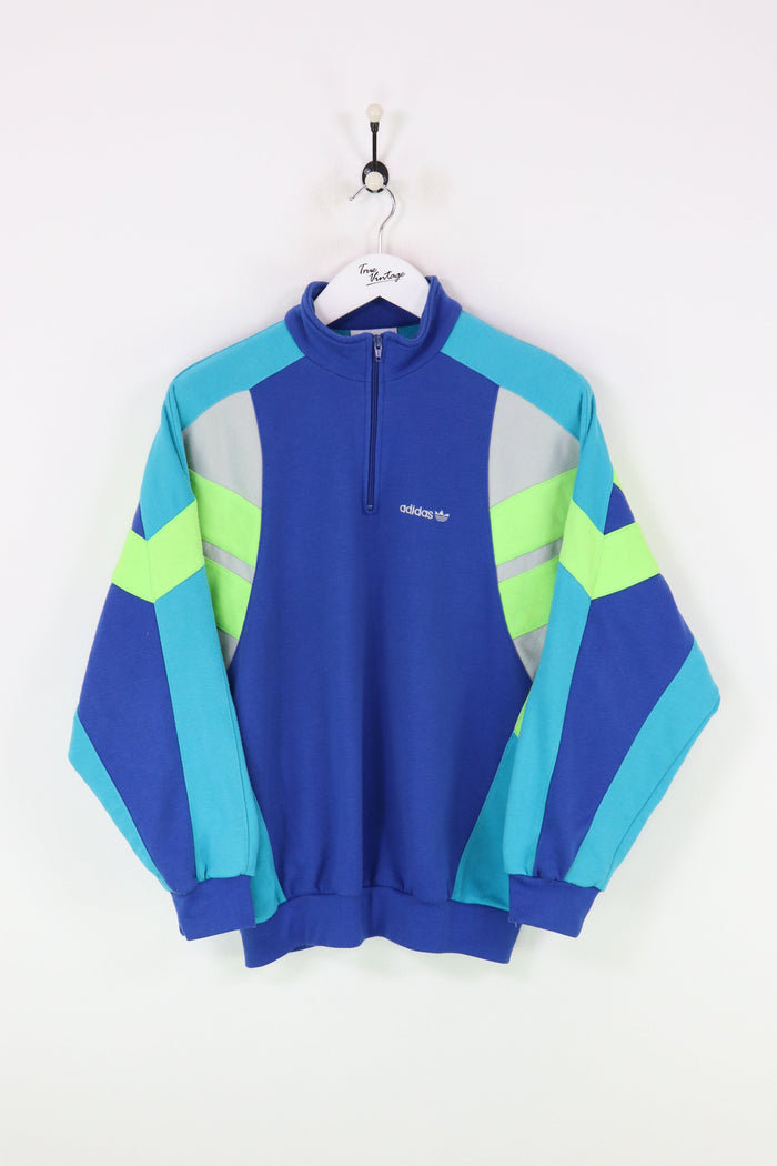 Adidas 1/4 Zip Sweatshirt Blue/Yellow Medium