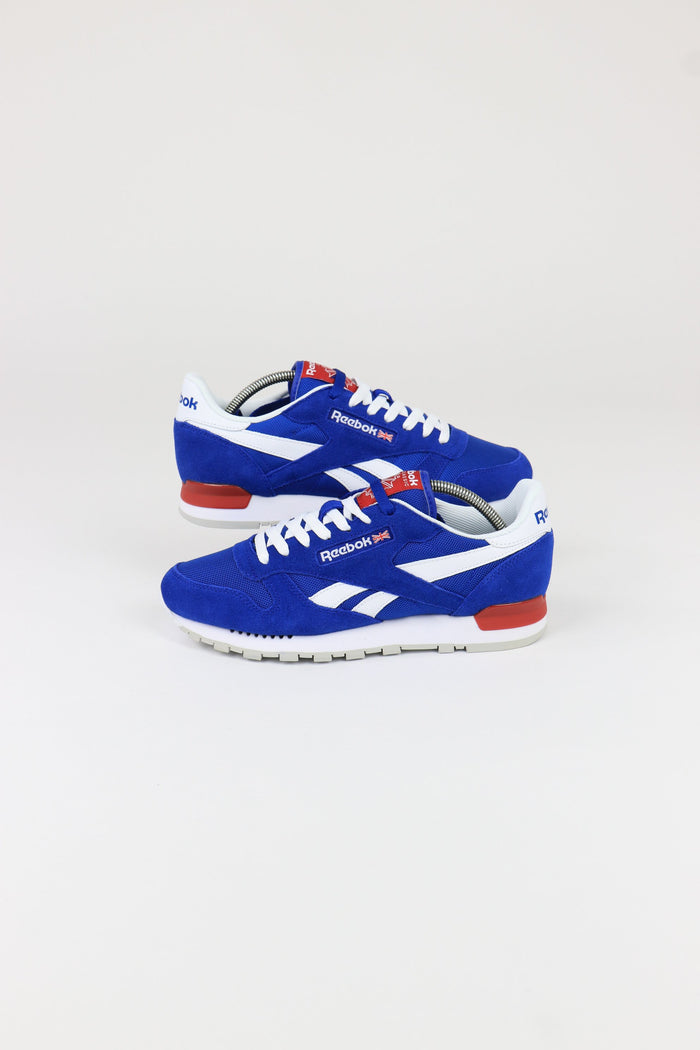 Reebok Classics Mens Leather Clip Union Jack Trainers Team Dark Royal/White/Power Red NEW
