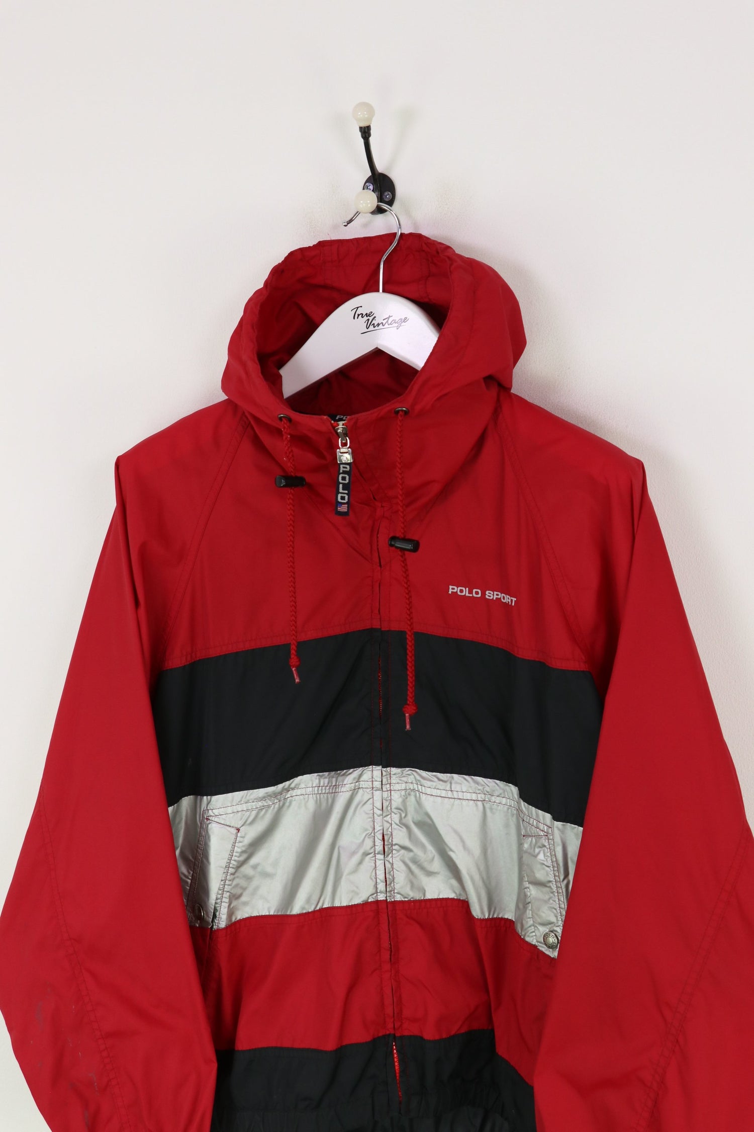 Polo Sport Windbreaker Jacket Red/Black/Silver Medium