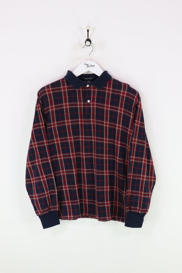 Nautica L/S Polo Shirt Navy/Red Small
