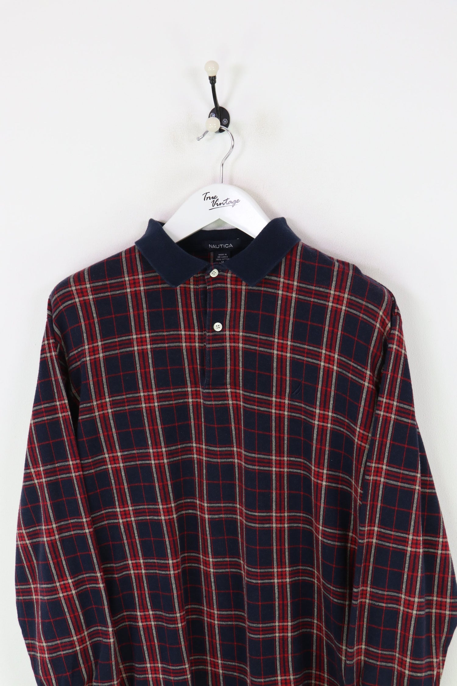Nautica L/S Polo Shirt Navy/Red Small