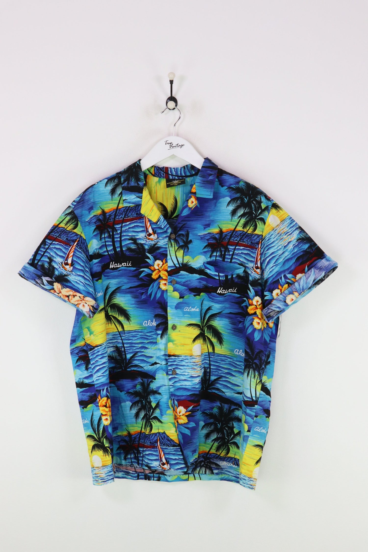Vintage Hawaiian Shirt Blue/Yellow/Black XXL