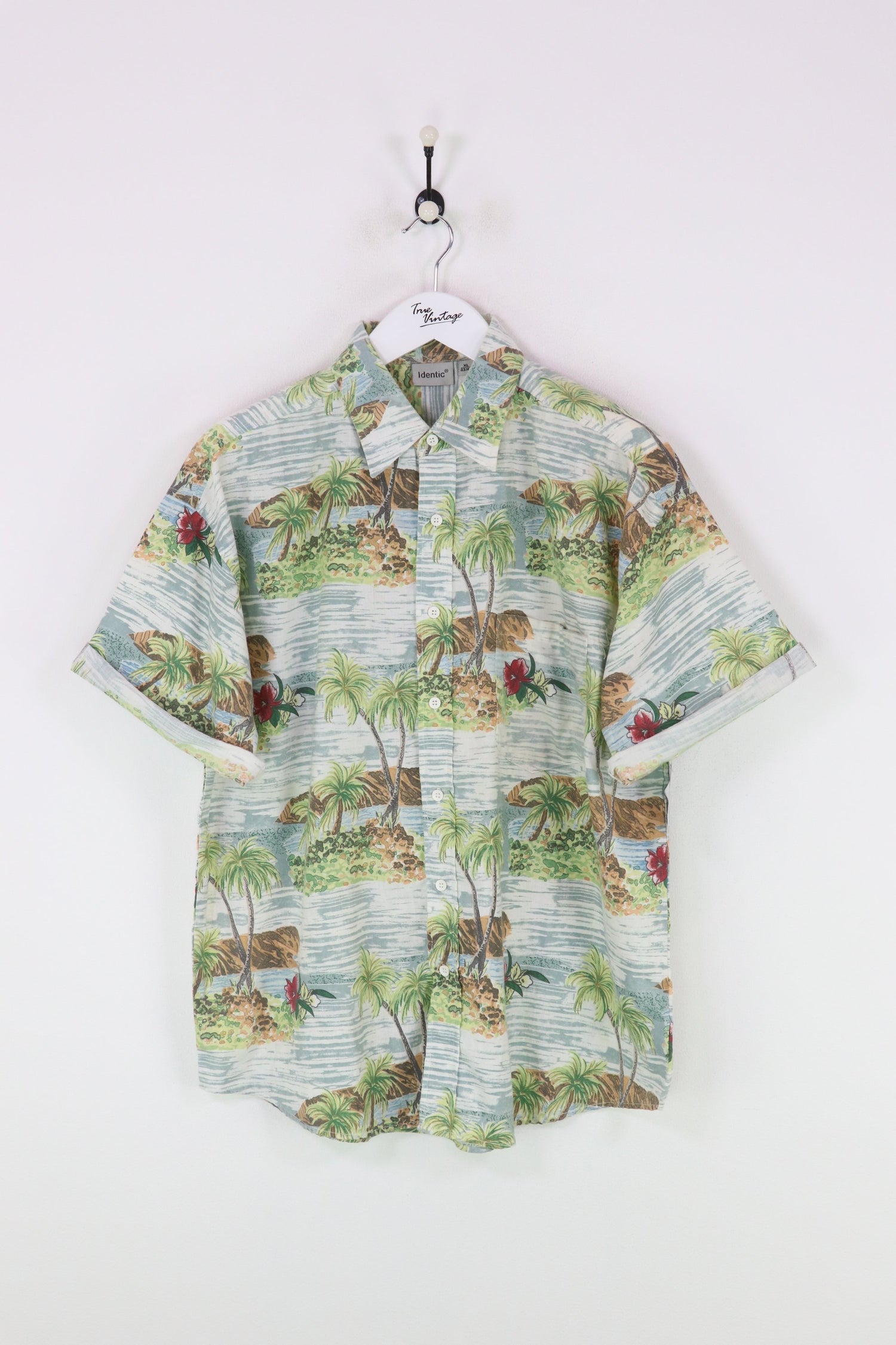 Vintage Palm Tree Shirt Blue/Green XL