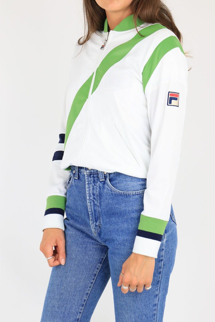 Fila Zip Sweatshirt White/Green Medium