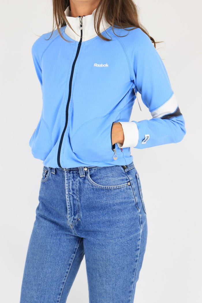 Reebok Zip Sweatshirt Blue/White Medium